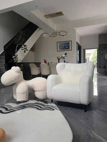 Fleece White Sofa Chair