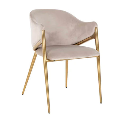 Luxury Brass & Mink Velvet Dining Chair