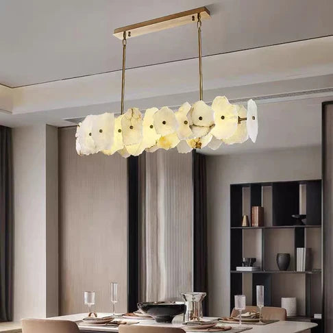 Modern Round/Linear Natural Marble Chandelier for Living Room/Dining Room/Kitchen Island