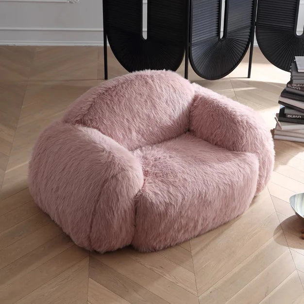 Modern Pink Plush Sofa Chair