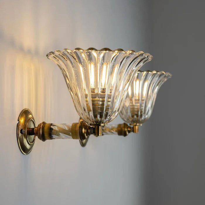 Vintage Floral Glass Lampshade Wall Lamp for Farmhouse/Hallway/Bedroom