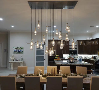 Modern Raindrop Crystal Chandelier with Rectangular Canopy