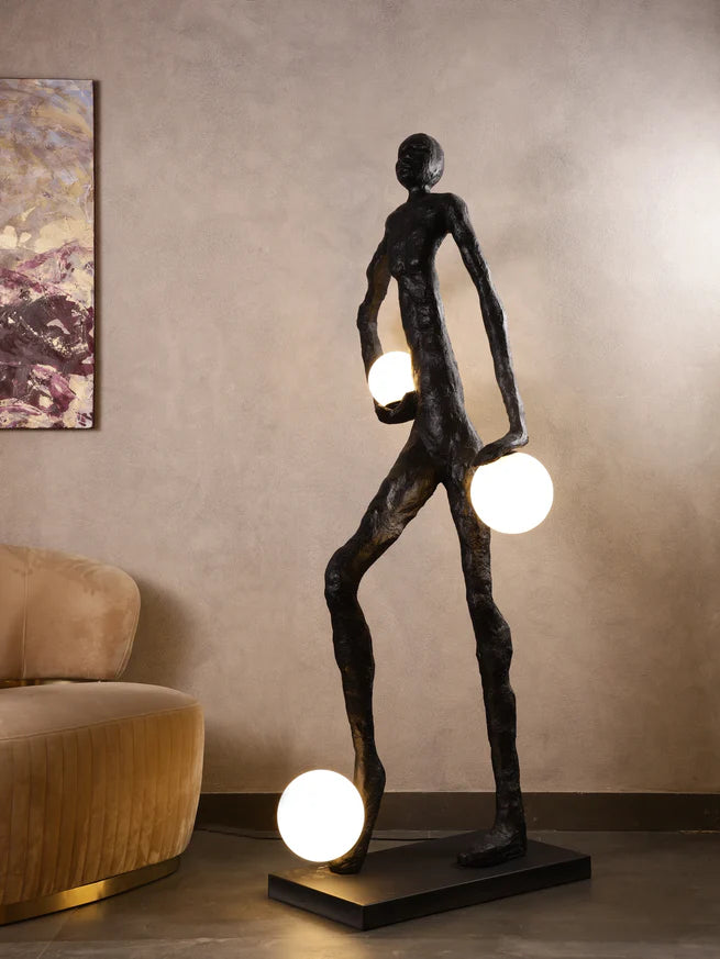 Three Light Globes Sculpture Floor Lamp