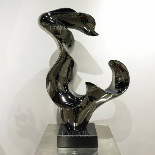 Stainless Steel Wave-Inspired Artistic Sculpture