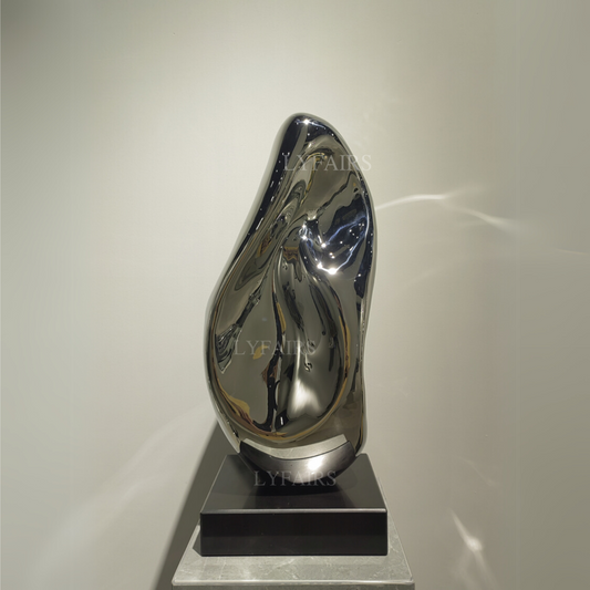 Contemporary Polished Stainless Steel River Rock Form Sculpture