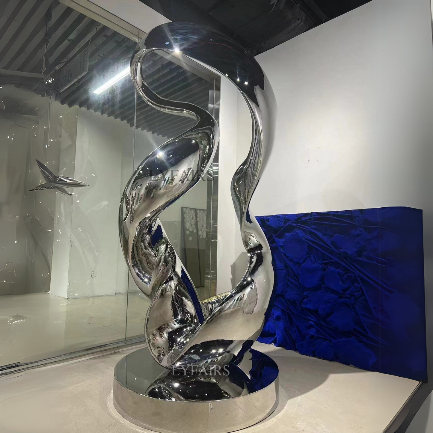 Modern Stainless Steel Belt Sculpture