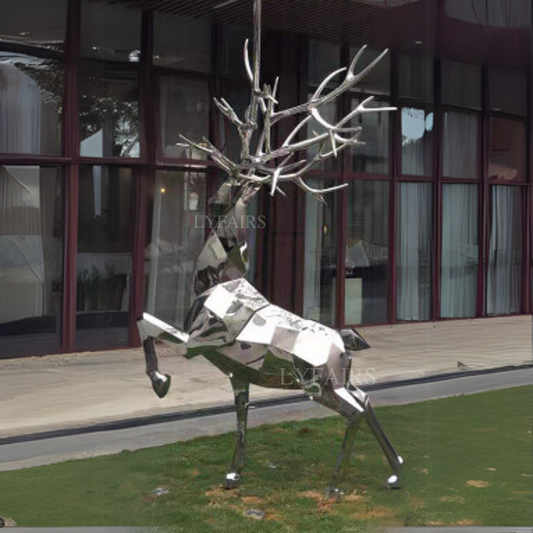 Modern Stainless Steel Elk Sculpture