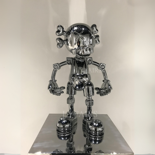 Handcrafted Cyberpunk Style Resin Skull Robot Art Statue