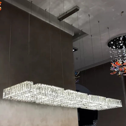 Modern Round Gear/Rectangular Mazes Crystal Chandelier for Low-ceiling