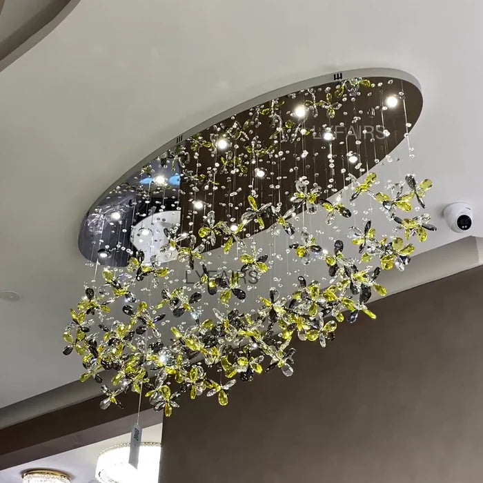 Modern Floating Floral Crystal Chandelier for Low-ceiling