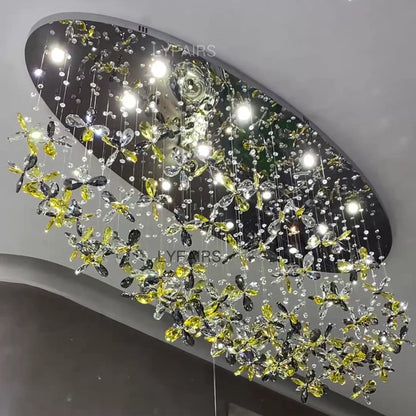 Modern Floating Floral Crystal Chandelier for Low-ceiling