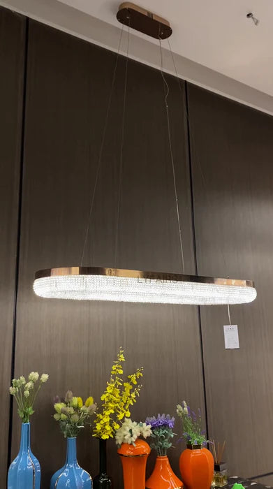 Modern Minimalist Rings Round/Oval Crystal Chandelier for High/Low-ceiling