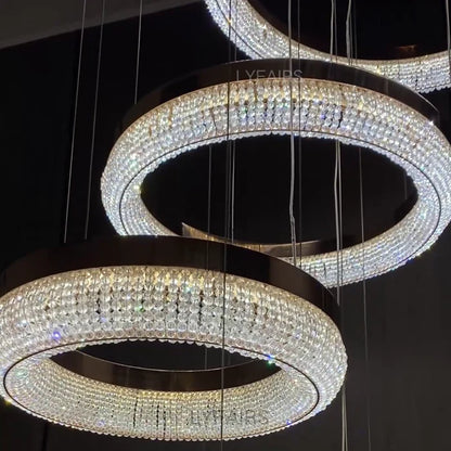 Modern Minimalist Rings Round/Oval Crystal Chandelier for High/Low-ceiling