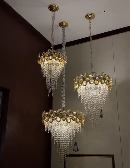 Modern Flower Crystal Tassel Chandelier for Living Room/Dining Room