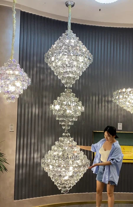 Luxury Three/Four Cone Crystal Chandelier for Staircase/Foyer/Hotel