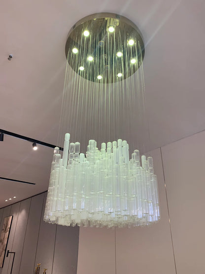 Modern Creative Art Design White&Transparent Tube Chandelier for Staircase/Foyer/Living Room