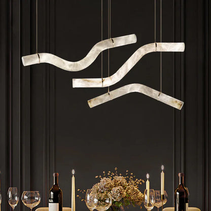 Modern Alabaster Curved Chandelier for Living/Dining Room