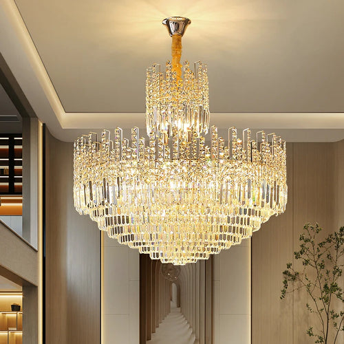 Luxury Hotel Hallway Ceiling Lighting Fixture Large Round Crystal Chandelier For Foyer Living Room Staircase