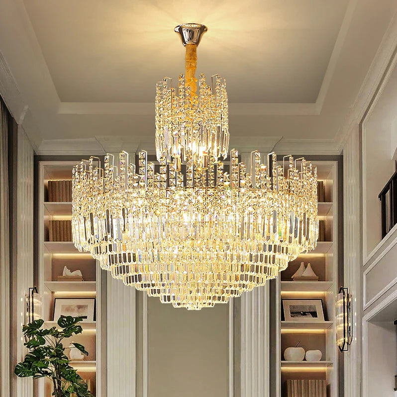 Luxury Hotel Hallway Ceiling Lighting Fixture Large Round Crystal Chandelier For Foyer Living Room Staircase