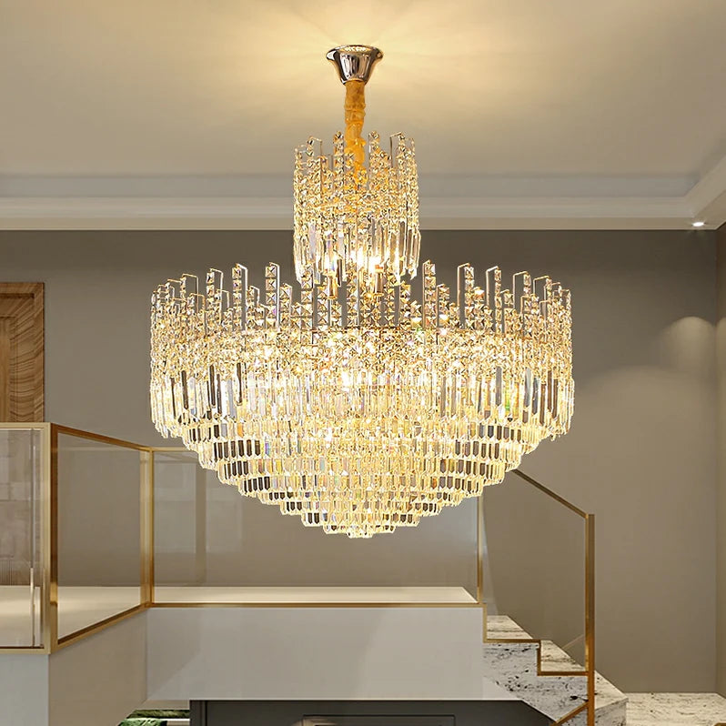 Luxury Hotel Hallway Ceiling Lighting Fixture Large Round Crystal Chandelier For Foyer Living Room Staircase