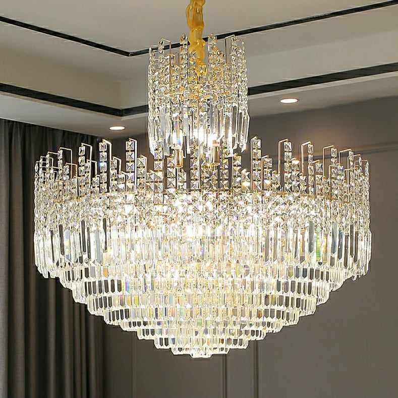 Luxury Hotel Hallway Ceiling Lighting Fixture Large Round Crystal Chandelier For Foyer Living Room Staircase