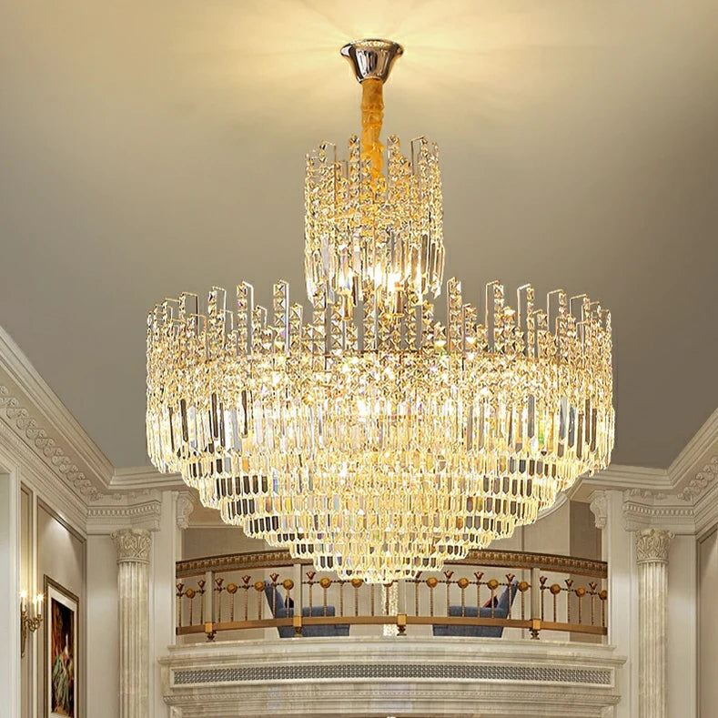 Luxury Hotel Hallway Ceiling Lighting Fixture Large Round Crystal Chandelier For Foyer Living Room Staircase