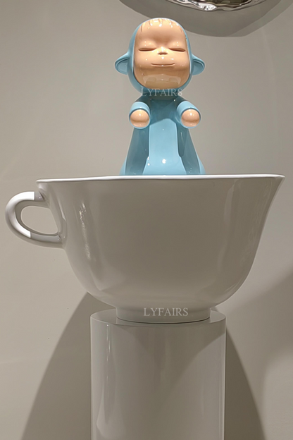 Contemporary Playful Ghost Sculpture in Tea Cup