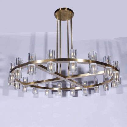 Round 1/2-Tier Brass/Black/Chrome Rings Crystal Chandelier for Hotel/Restaurant/Living Room