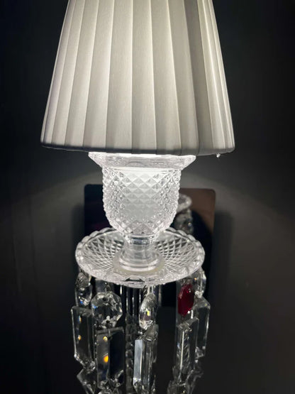 Modern Luxury 1 Light Crystal Wall Light with Fabric Lampshade