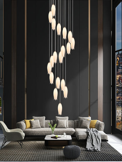 2023 New Arrival Elegant White Tulip Flower Chandelier For Foyer/ Staircase