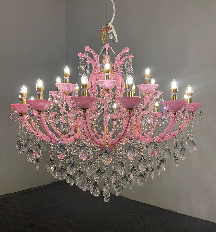New European style Pink Crytsal Chandelier for Living Room/Coffee Shop/Restaurant