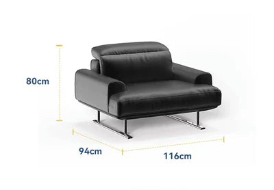 Vintage Simple 3/4/5 Seater Black Leather Straight Sofa