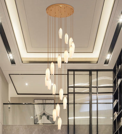 2023 New Arrival Elegant White Tulip Flower Chandelier For Foyer/ Staircase