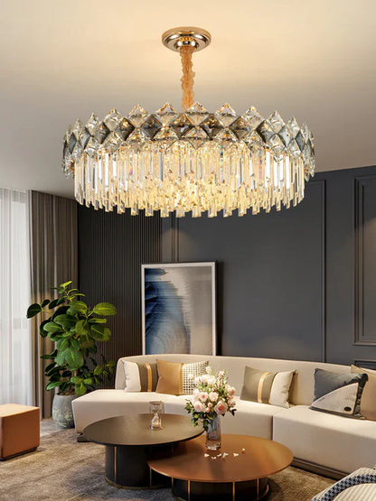 Modern Luxury Tiered Transparent Crystal Chandelier Suit for Living/Dining Room/Bedroom