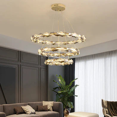 Modern Art Tiered Crystal Wreth Pendant Chandelier for Living/Dining Room/Bedroom