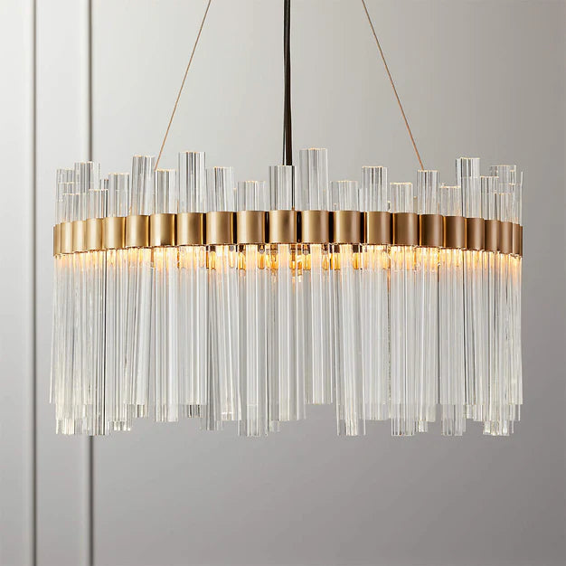 Modern Round Glass Rods Chandelier for Living/Dining Room/Bedroom