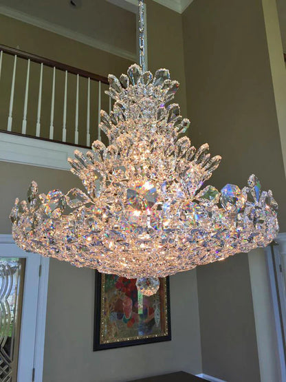 Luxury Empire Floral Crystal Chandelier With 4 Layers Modern Light Fixture for Foyer/ Living Room