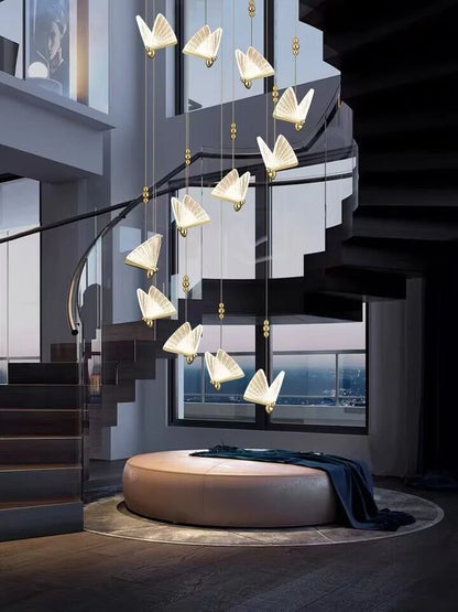 Extra Large Light Luxury Art Butterfly Pendant Chandelier for Bedroom/Dining Room/Staircase