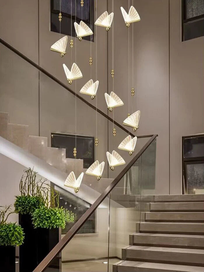 Extra Large Light Luxury Art Butterfly Pendant Chandelier for Bedroom/Dining Room/Staircase