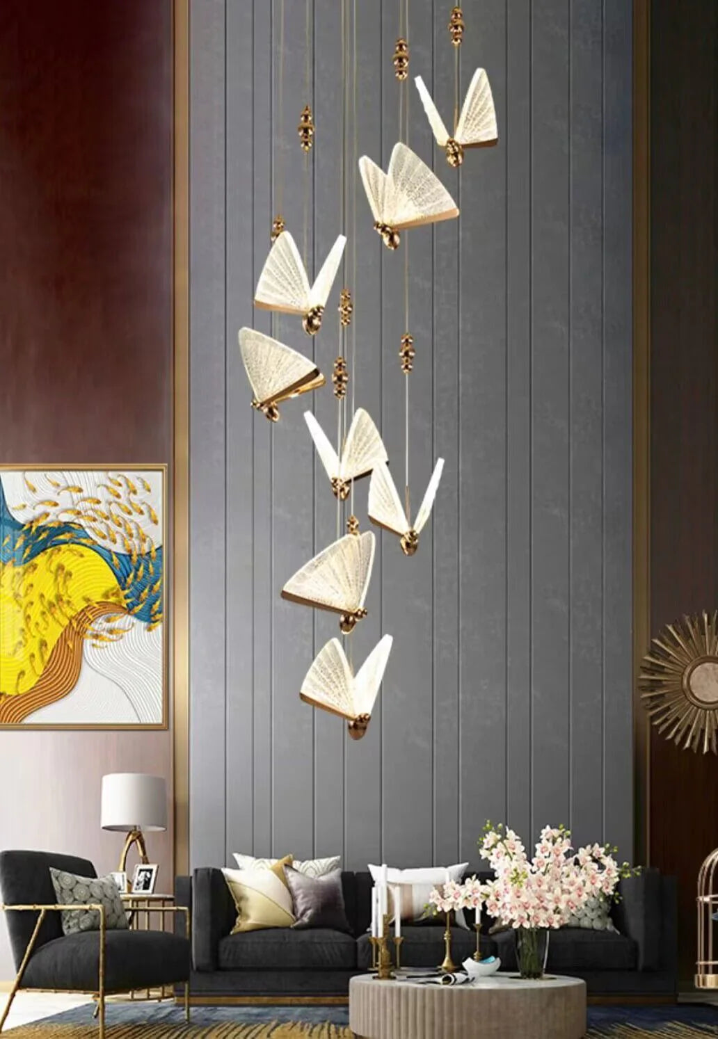 Extra Large Light Luxury Art Butterfly Pendant Chandelier for Bedroom/Dining Room/Staircase