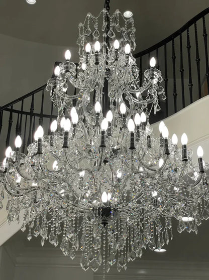 Traditional Clear White Candle Crystal Chandelier for Staircase/Foyer/Living Room/Villa