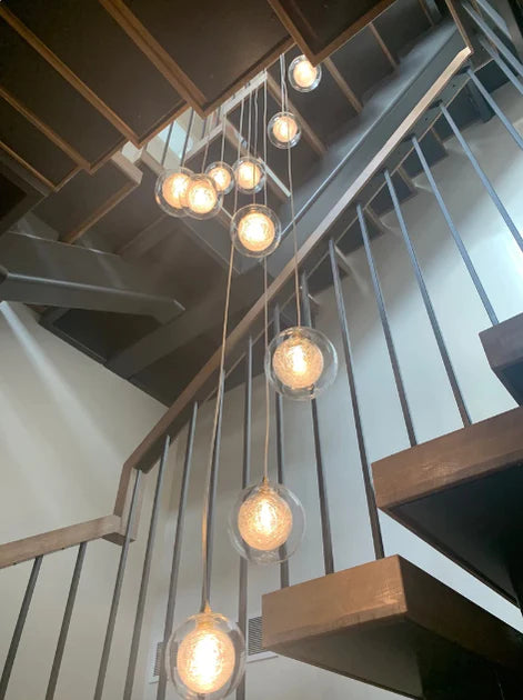 Long Contemporary Modern Blown Glass Light Fixture for Foyer/2-story Buildings/Staircase