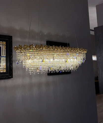 New Modern Luxury Rectangle Art Design Butterfly Crystal Chandelier for Kitchen Island/Dining Area