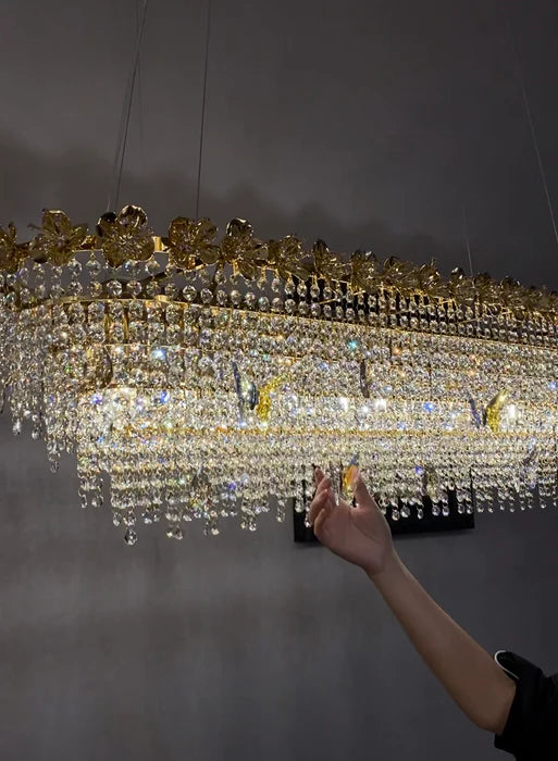 New Modern Luxury Rectangle Art Design Butterfly Crystal Chandelier for Kitchen Island/Dining Area