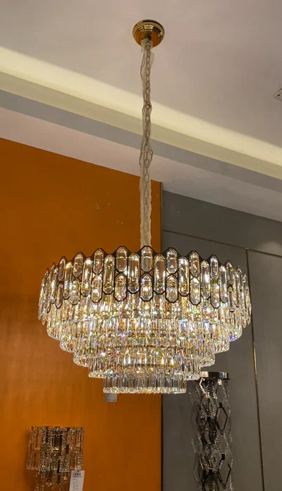 Modern Light Luxury Round/Rectangle Crystal Chandelier Set For Living Room/Dining Room/Bedroom