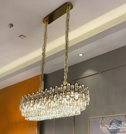 Modern Light Luxury Round/Rectangle Crystal Chandelier Set For Living Room/Dining Room/Bedroom