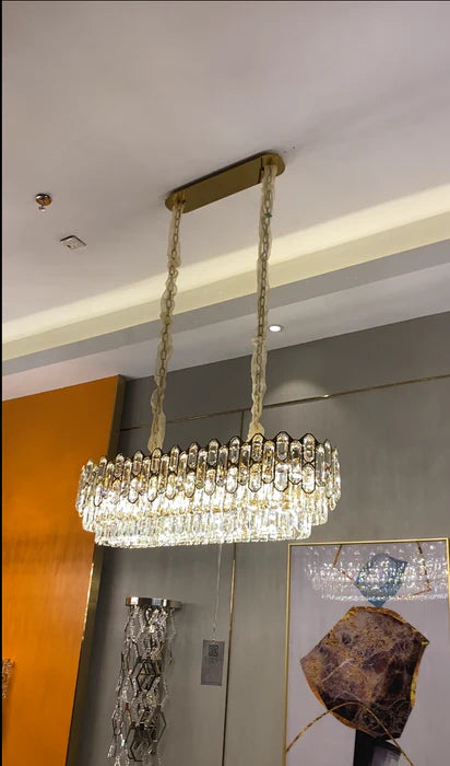 Modern Light Luxury Round/Rectangle Crystal Chandelier Set For Living Room/Dining Room/Bedroom