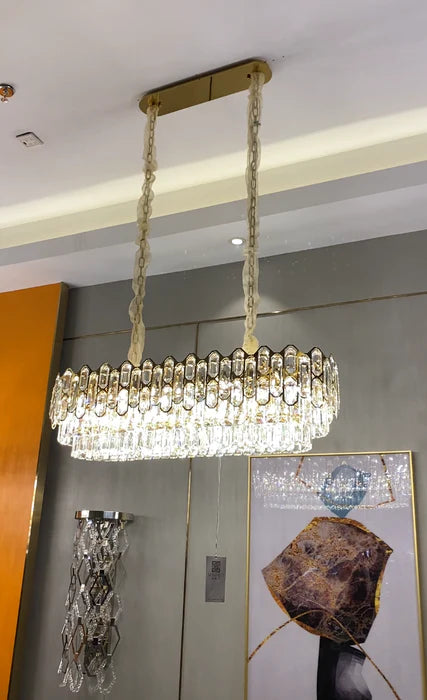 Modern Light Luxury Round/Rectangle Crystal Chandelier Set For Living Room/Dining Room/Bedroom