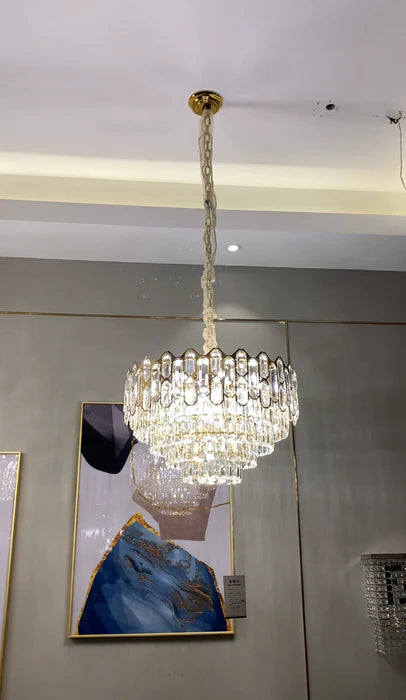 Modern Light Luxury Round/Rectangle Crystal Chandelier Set For Living Room/Dining Room/Bedroom