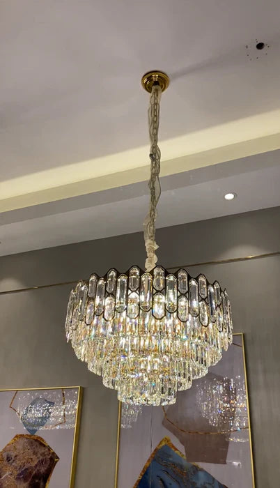 Modern Light Luxury Round/Rectangle Crystal Chandelier Set For Living Room/Dining Room/Bedroom